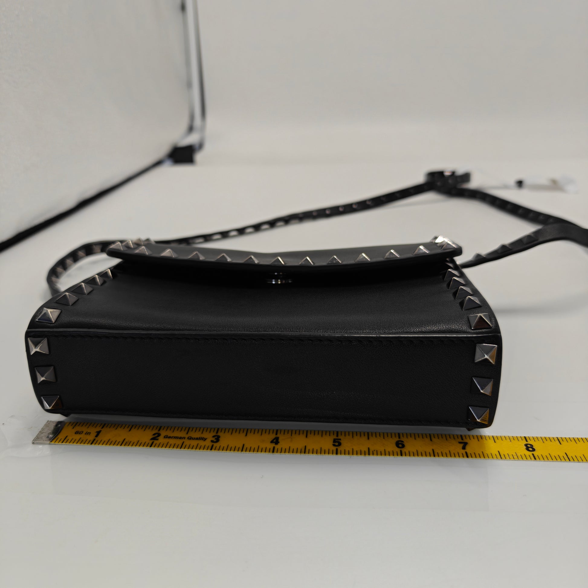 Valentino Black Leather Rockstud Flap Crossbody Bag