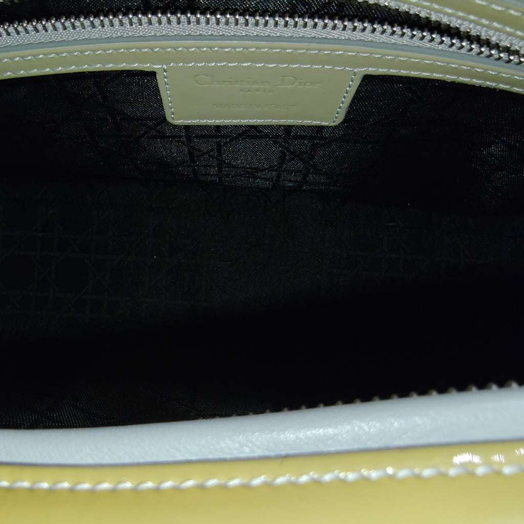 Lady Dior Bag Cannage Quilt Patent Limited Green Large