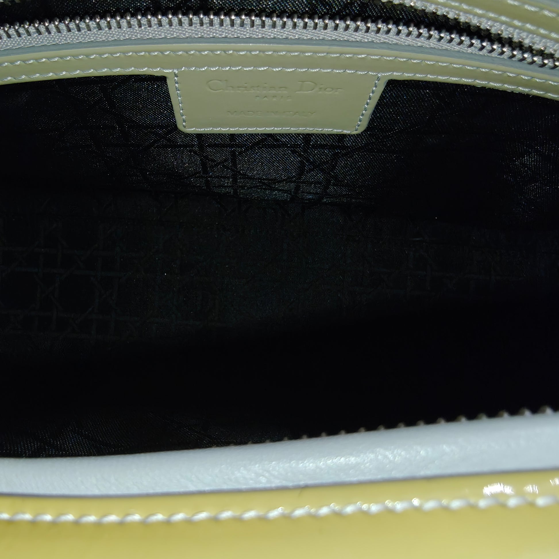 Lady Dior Bag Cannage Quilt Patent Limited Green Large