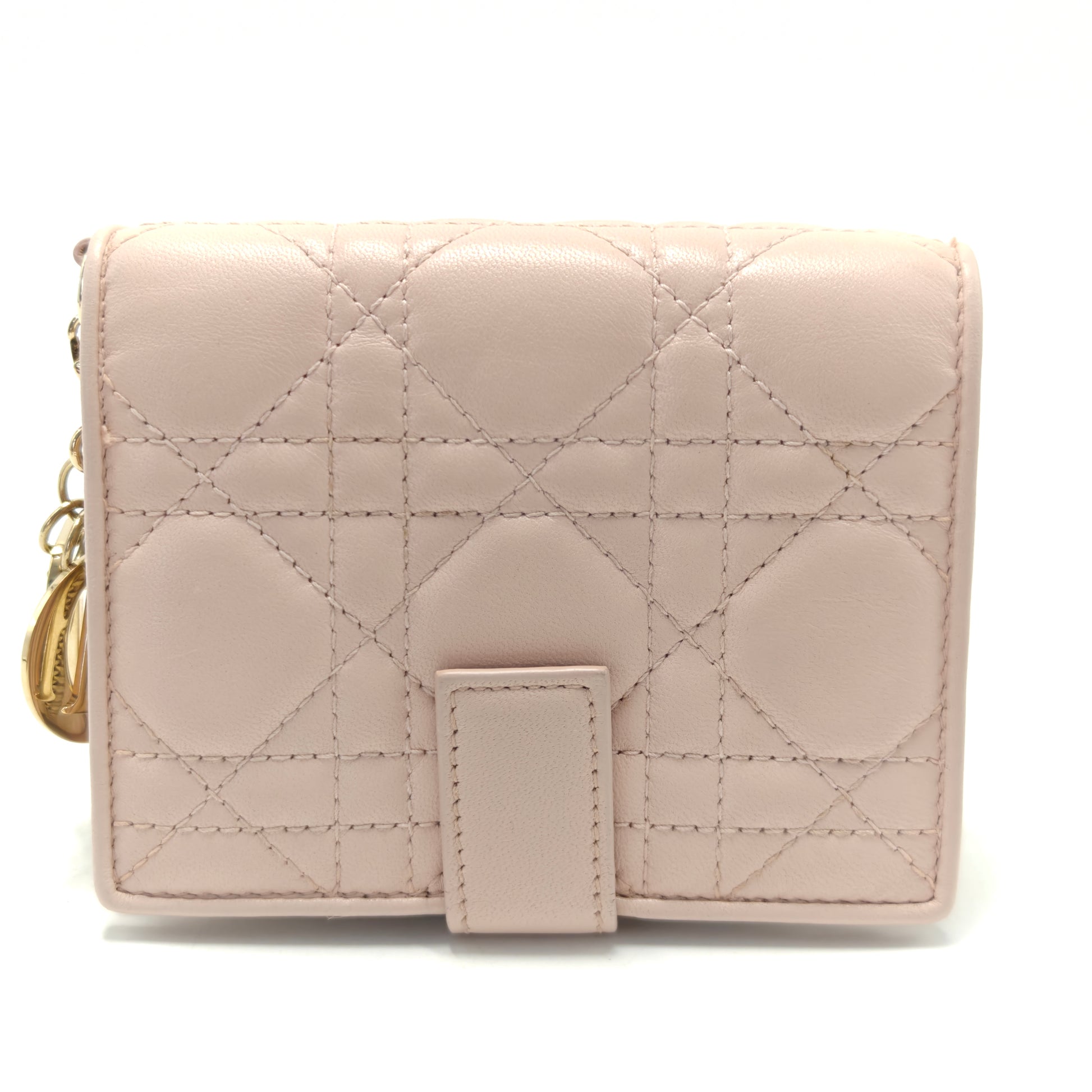 Lambskin Cannage Lady Dior Eden Wallet Light Pink