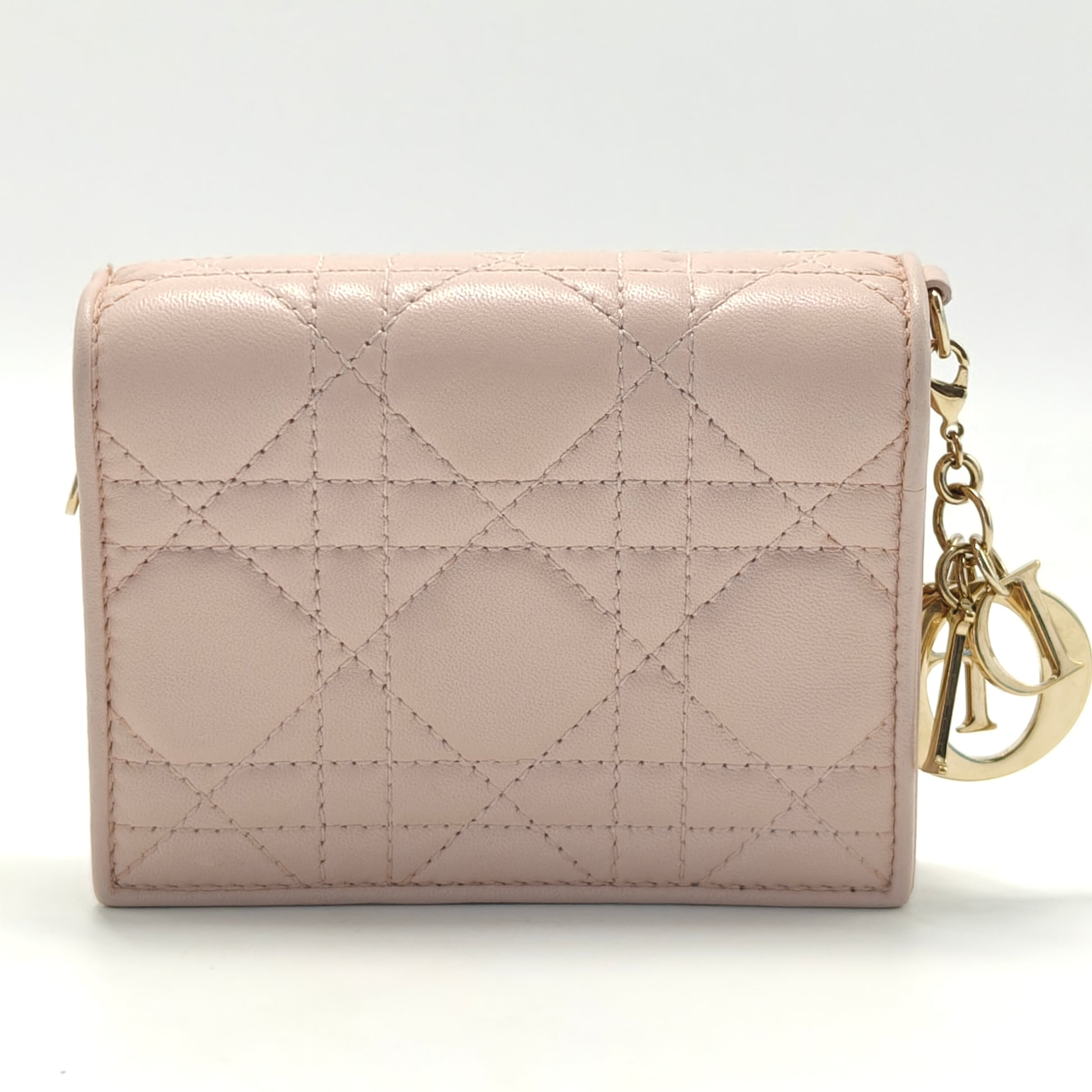 Lambskin Cannage Lady Dior Eden Wallet Light Pink