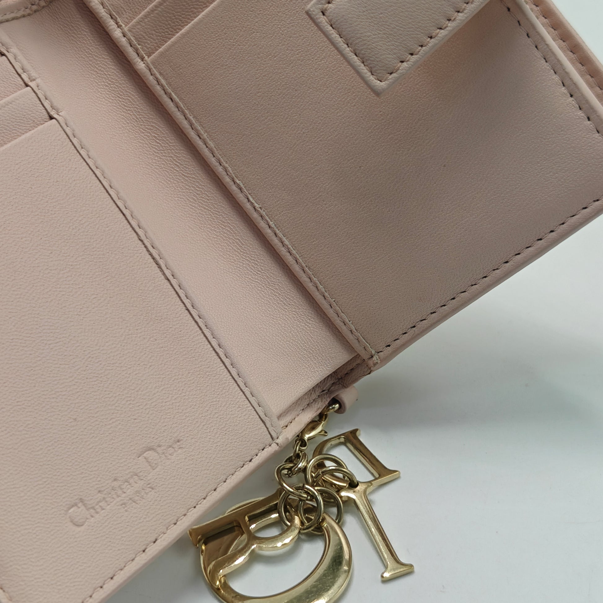 Lambskin Cannage Lady Dior Eden Wallet Light Pink