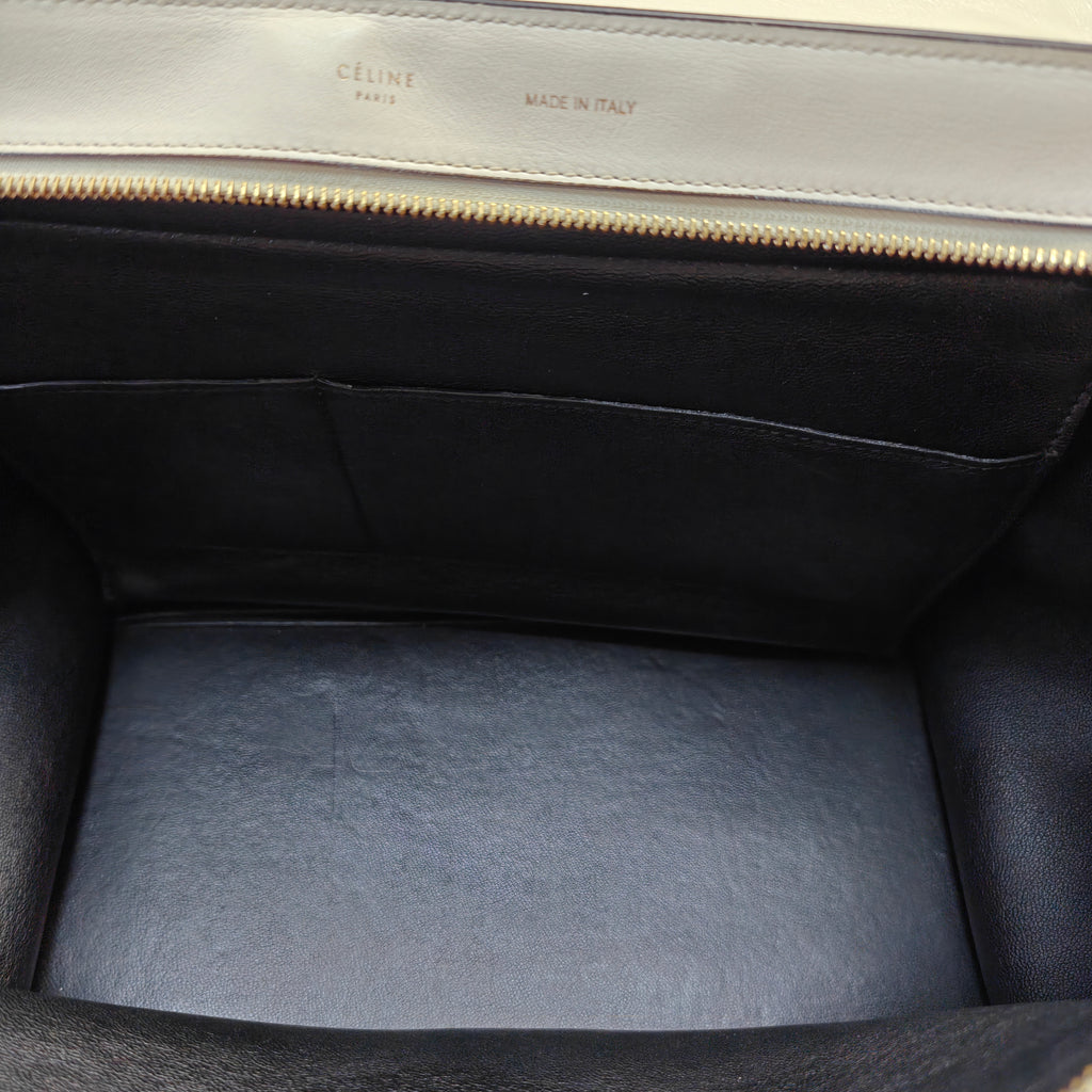 Calfskin Suede Whipsnake Medium Trapeze Black White