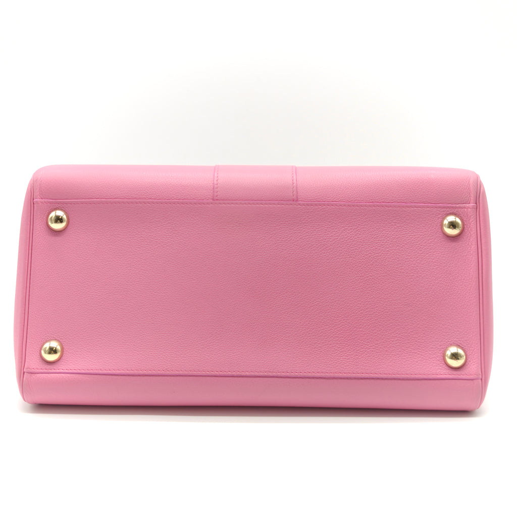 Pink Leather Brilliant Sellier Top Handle Bag
