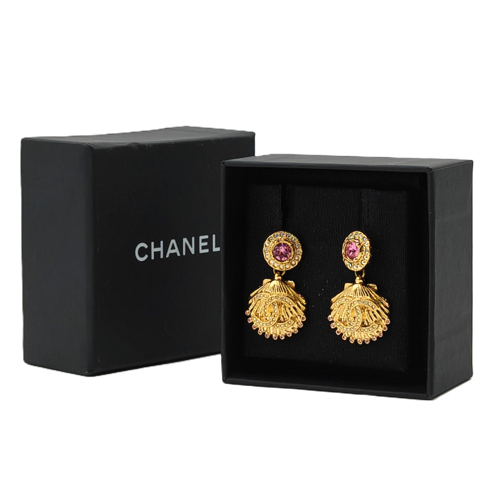 CC Round Clip on Earrings Gold twins