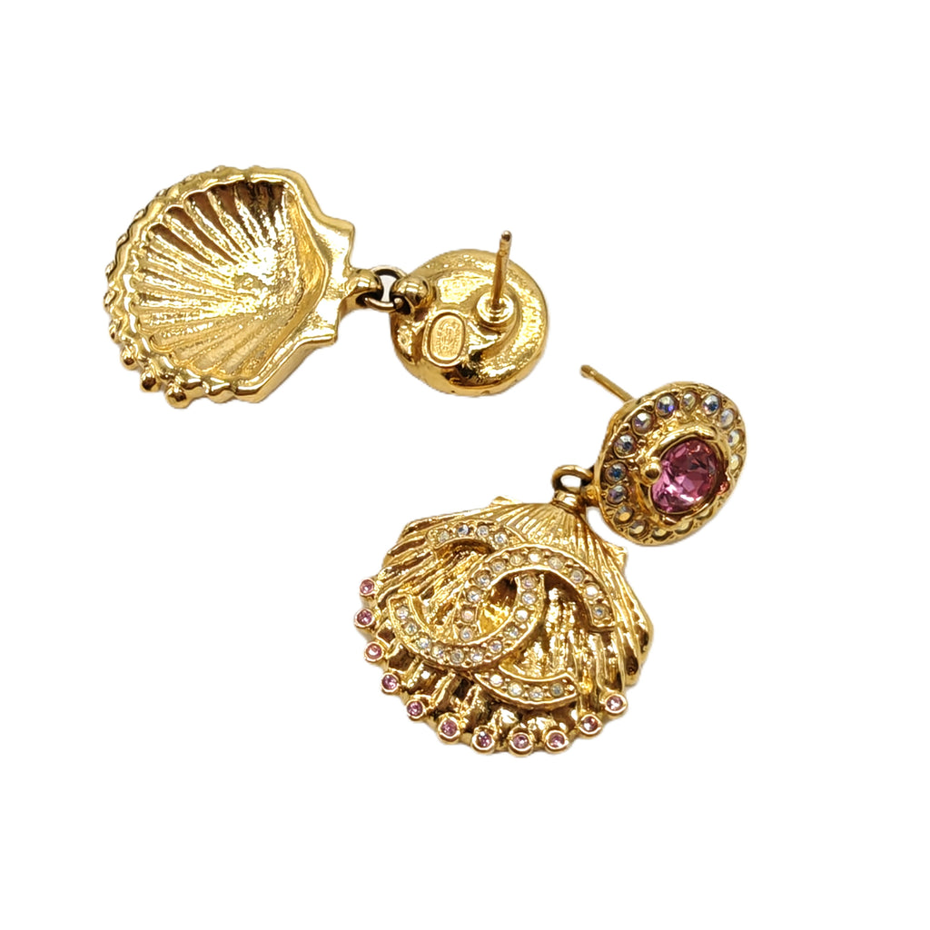 CC Round Clip on Earrings Gold twins