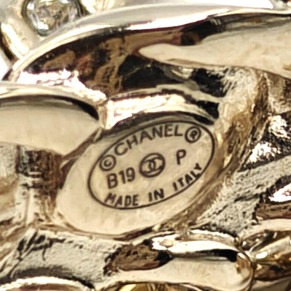 Chanel Pale Gold Tone Pearl Charms Pin Brooch twins