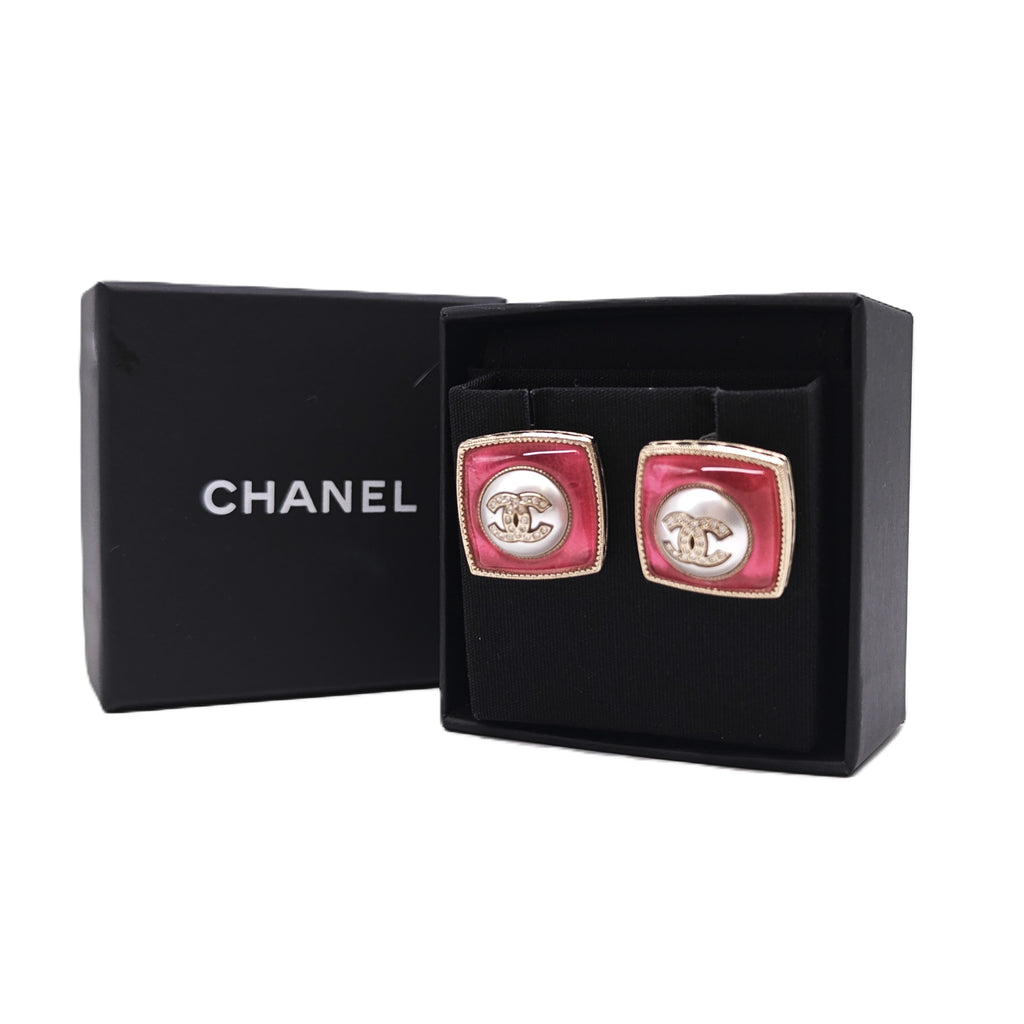 Resin CC Square Earrings