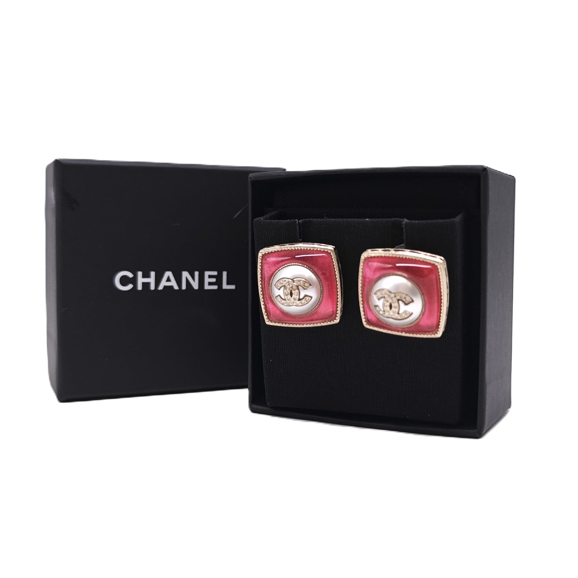 Resin CC Square Earrings