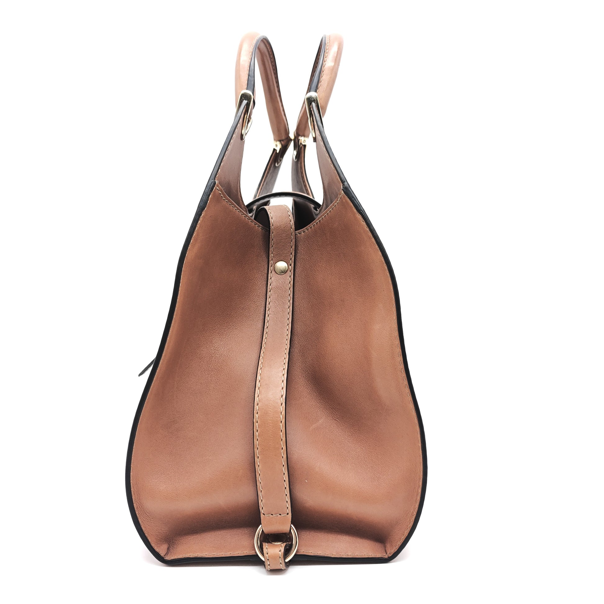 Gucci 1921 Stirrup Top Handle Bag Leather Large Brown Twins