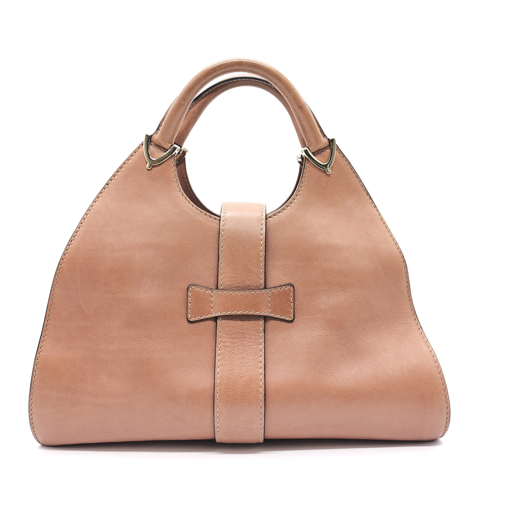 Gucci 1921 Stirrup Top Handle Bag Leather Large Brown Twins