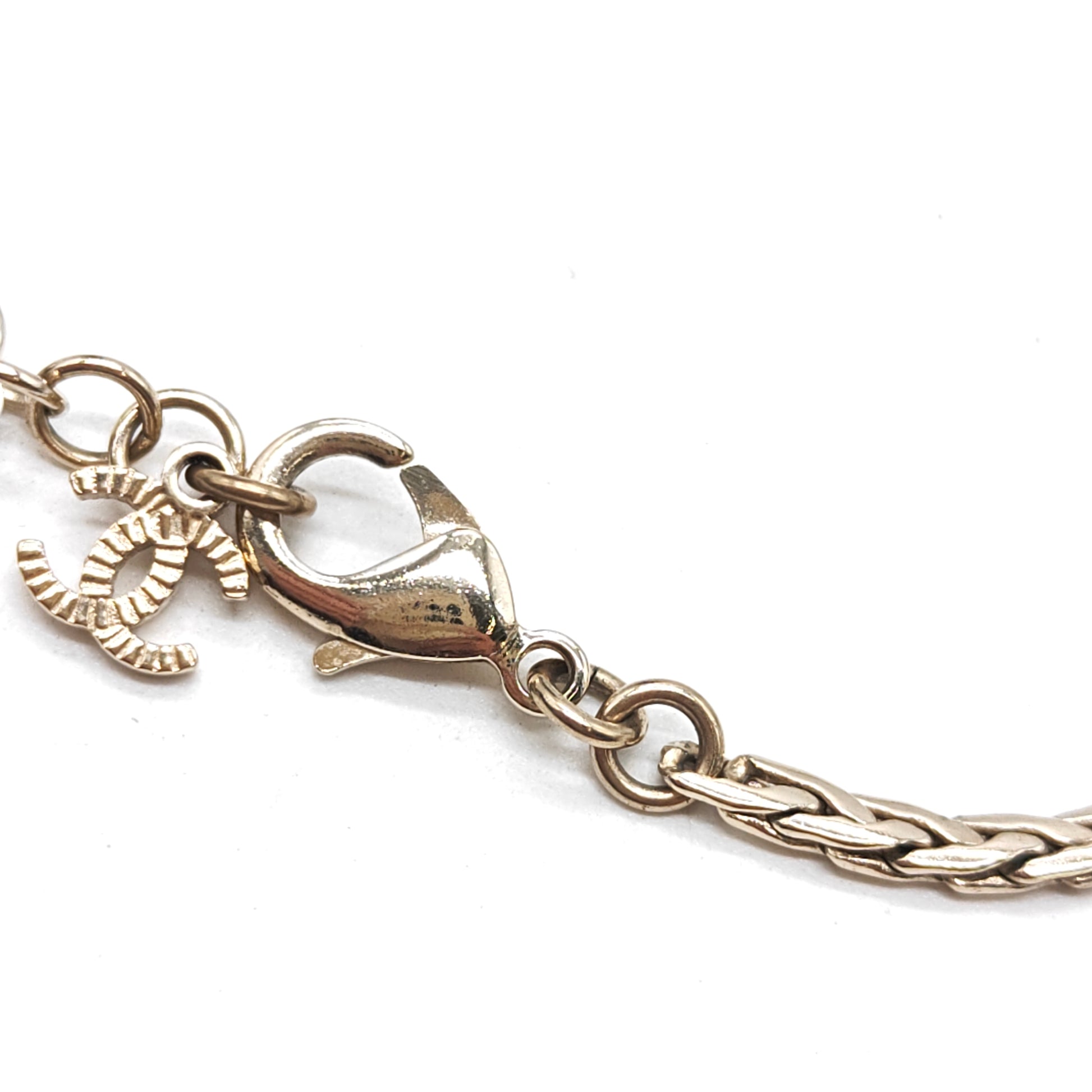 CHANEL Pearl Drop CC Gold Necklace twins