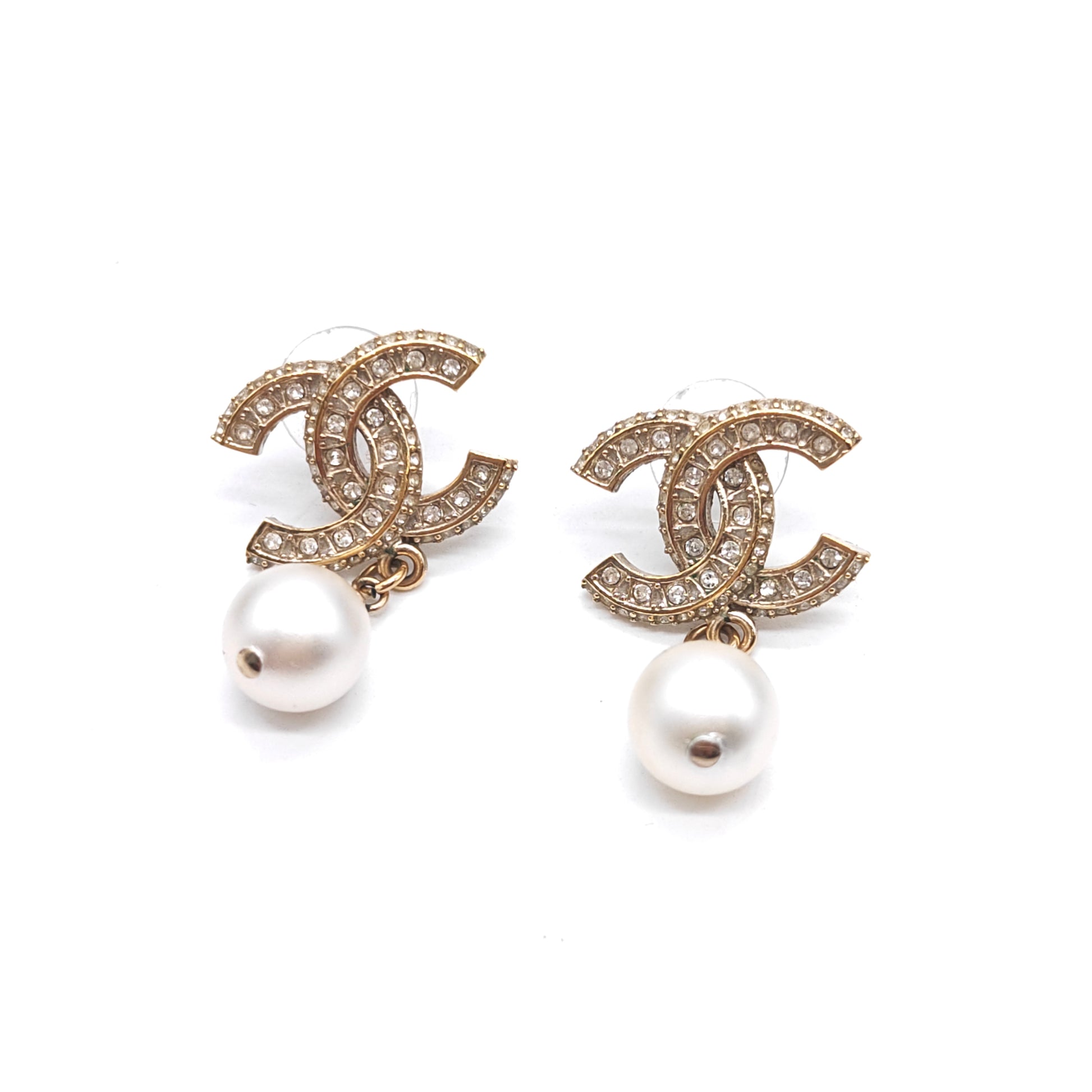 GOLDEN*PRLY WHITE*CRYS Earrings Swing Earrings Rhinestone Coco Charm x Pearl Golden, Brass