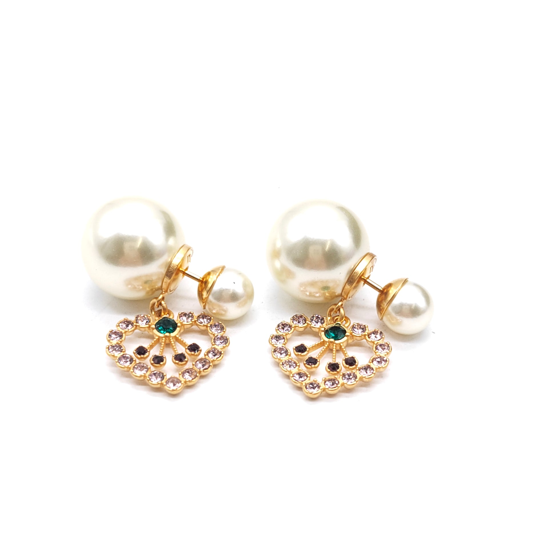 Vintage Heart Pearl Drop Earrings