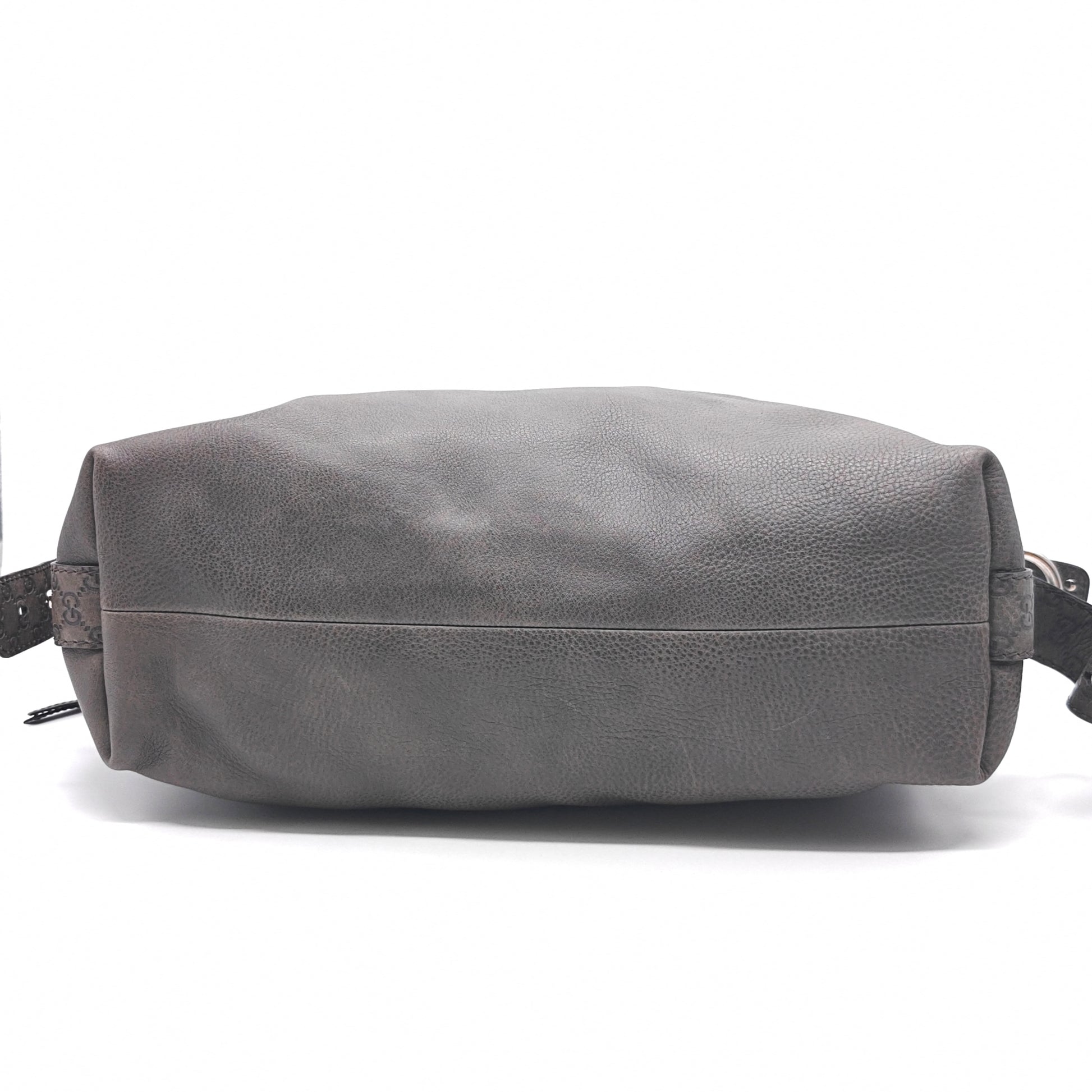 grey leather wrist tote bag