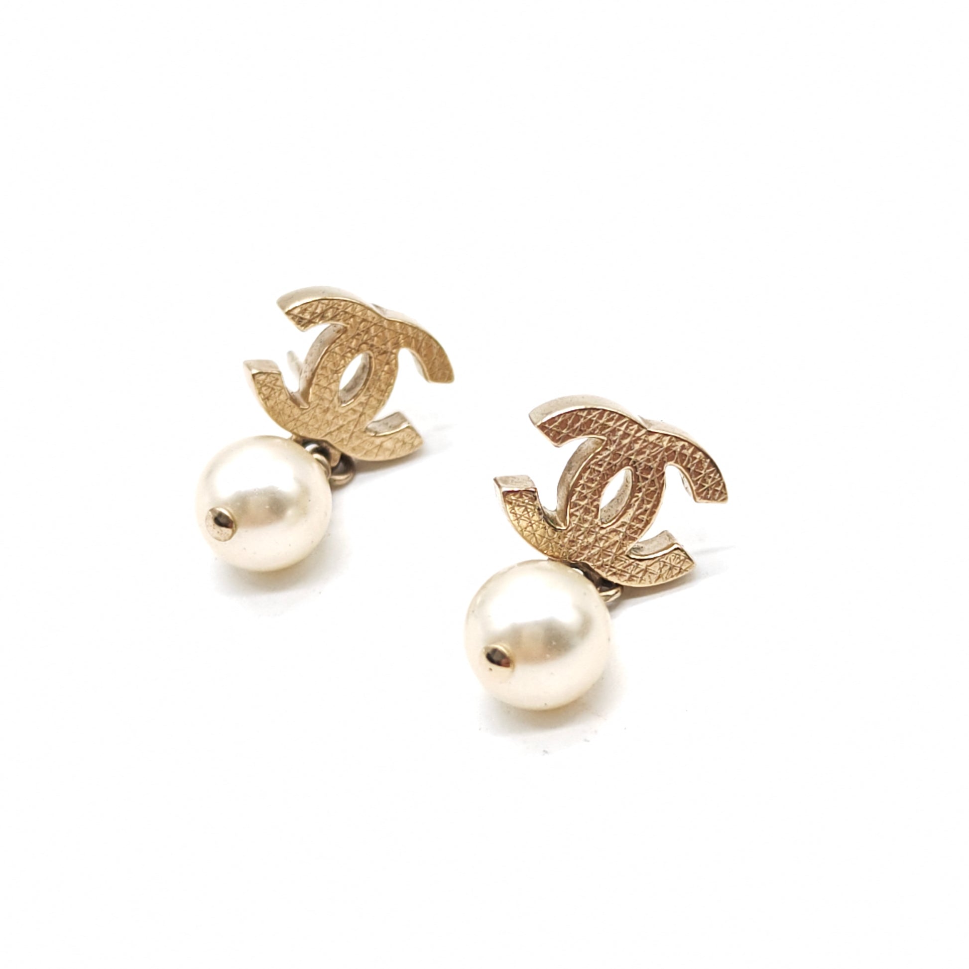 Faux Pearl CC Drop Earrings