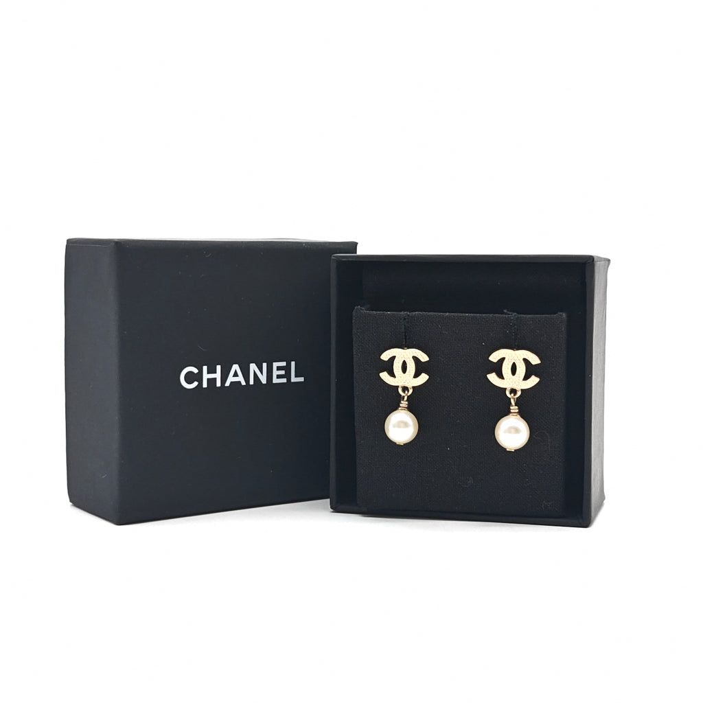 Faux Pearl CC Drop Earrings