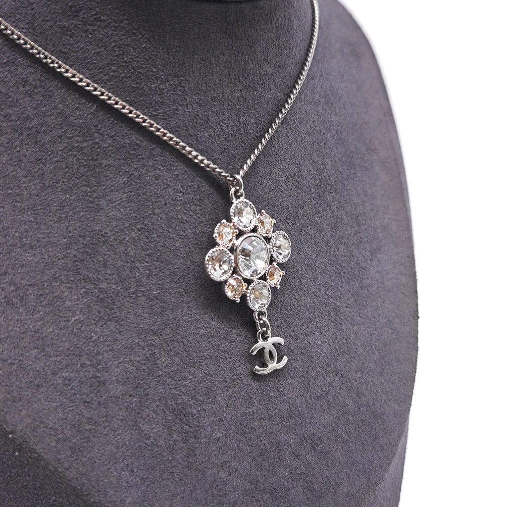Coco Mark Rhinestone Necklace in Silver