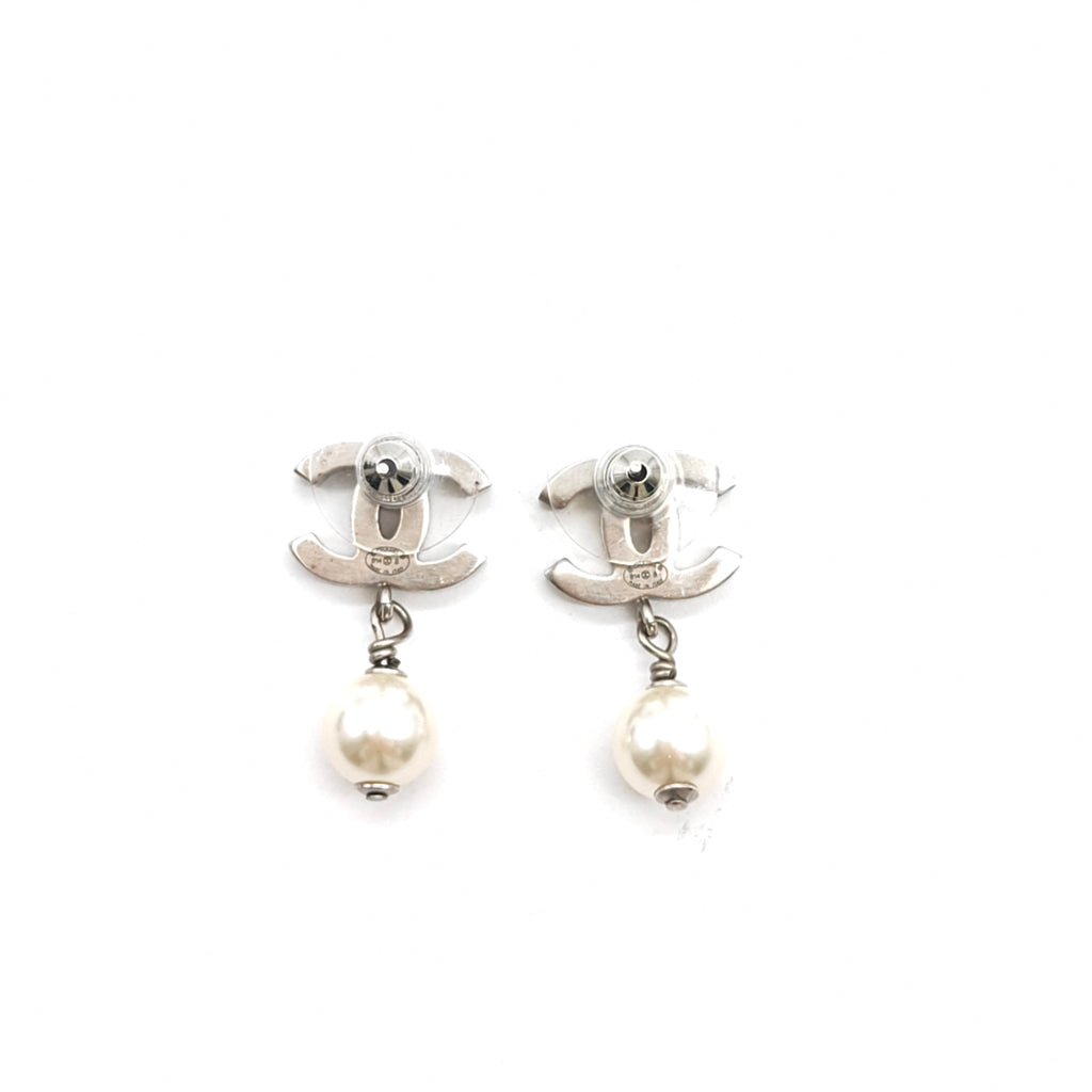 CC Crystal Faux Pearl Gold Tone Drop Earrings W20315
