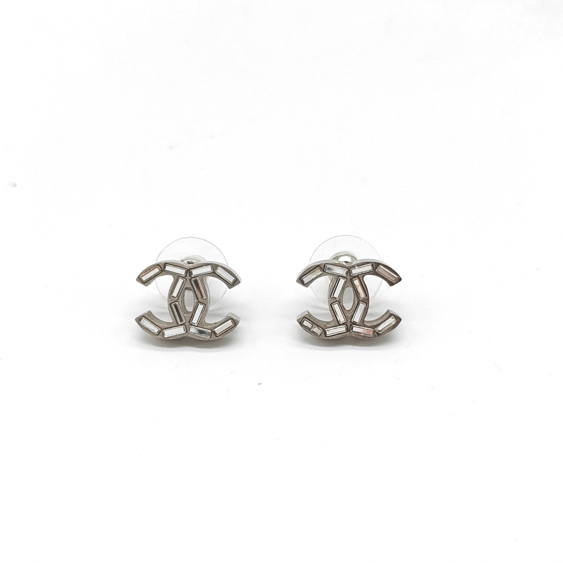 Chanel Baguette Crystal CC Stud Earrings W21525