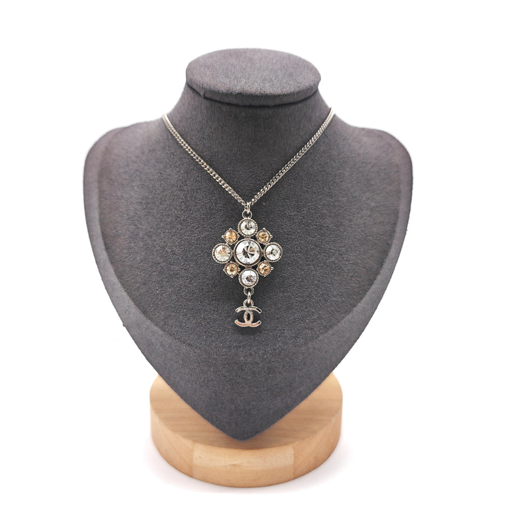 Chanel Crystal CC Maltese Cross Pendant Necklace W21534