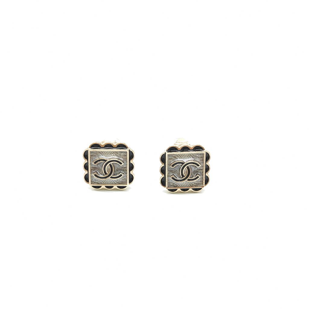 Chanel Resin CC Square Clip On Earrings W21626