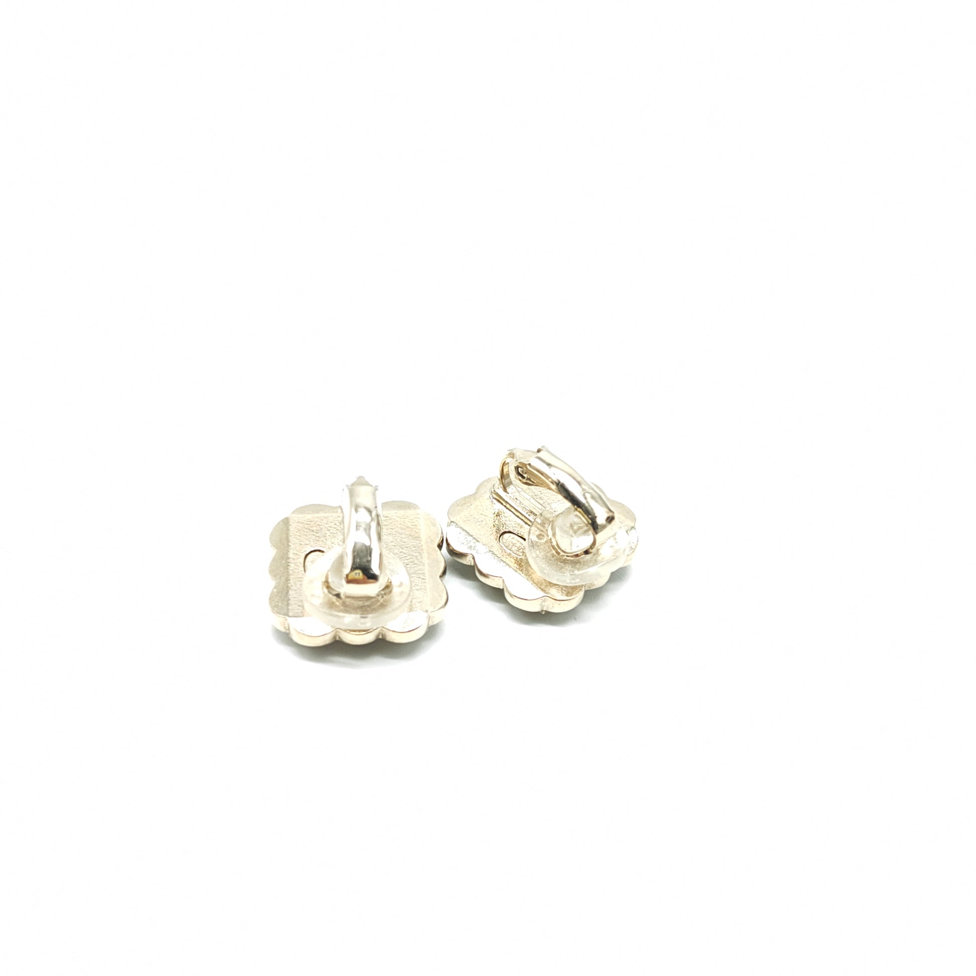 Chanel Resin CC Square Clip On Earrings W21626
