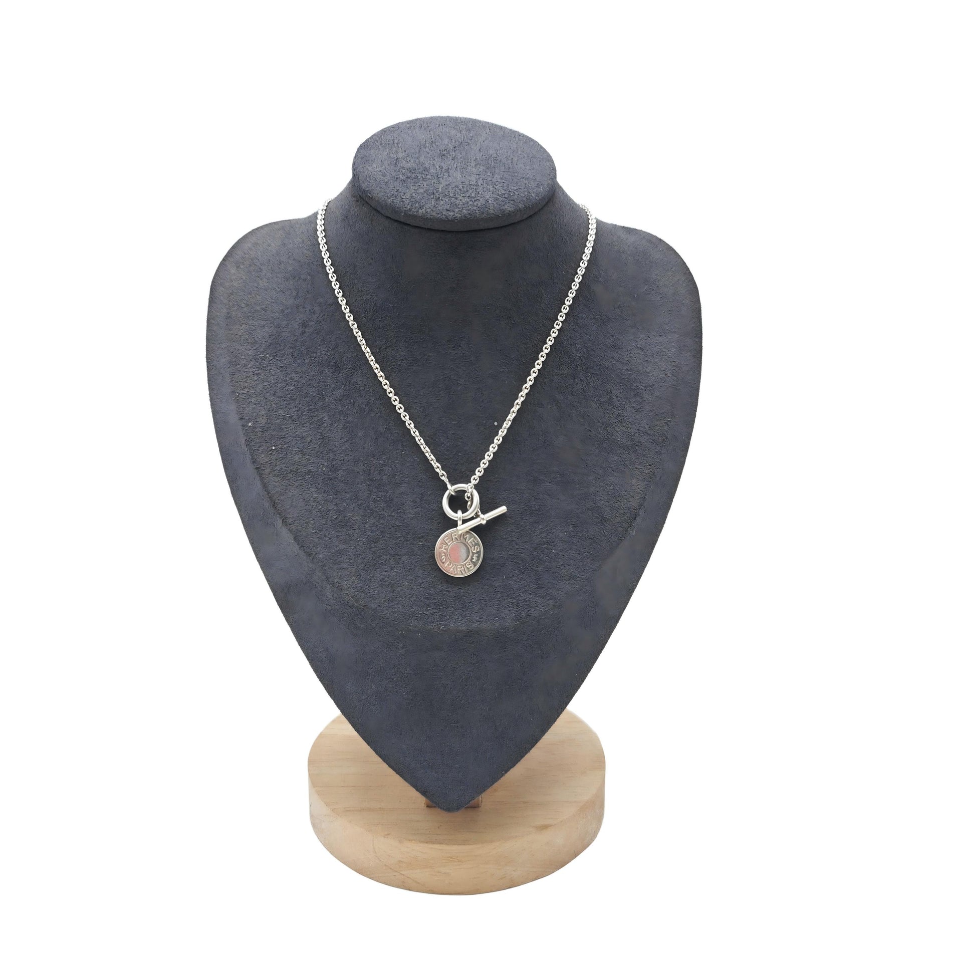 Hermes Sterling Silver Amulettes Ex-Libris Pendant Necklace W22941