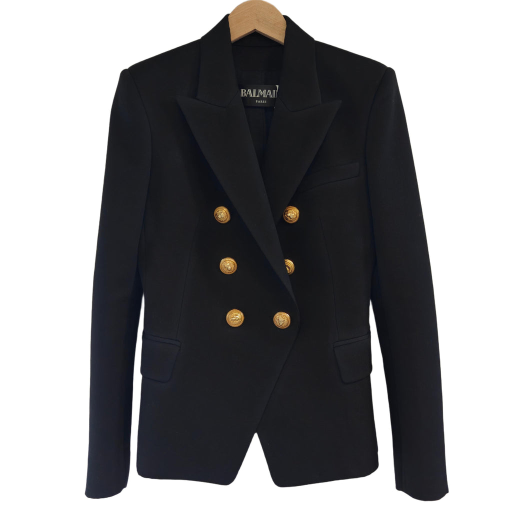 Black Iconic Double-Breasted Wool Blazer Y00003
