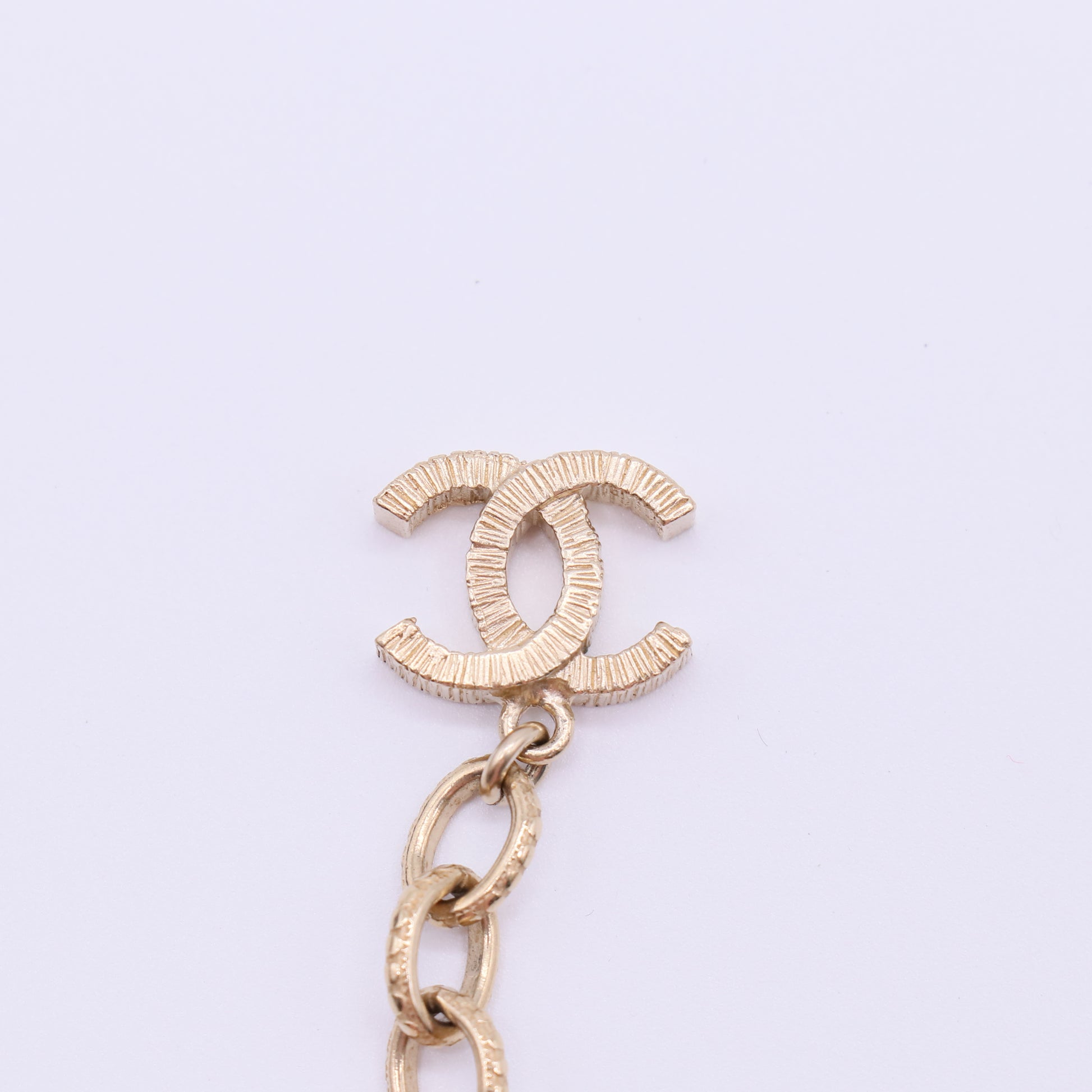 Chanel Goldtone Chain and Faux Pearl CC Drop Necklace Twins LDJ4170