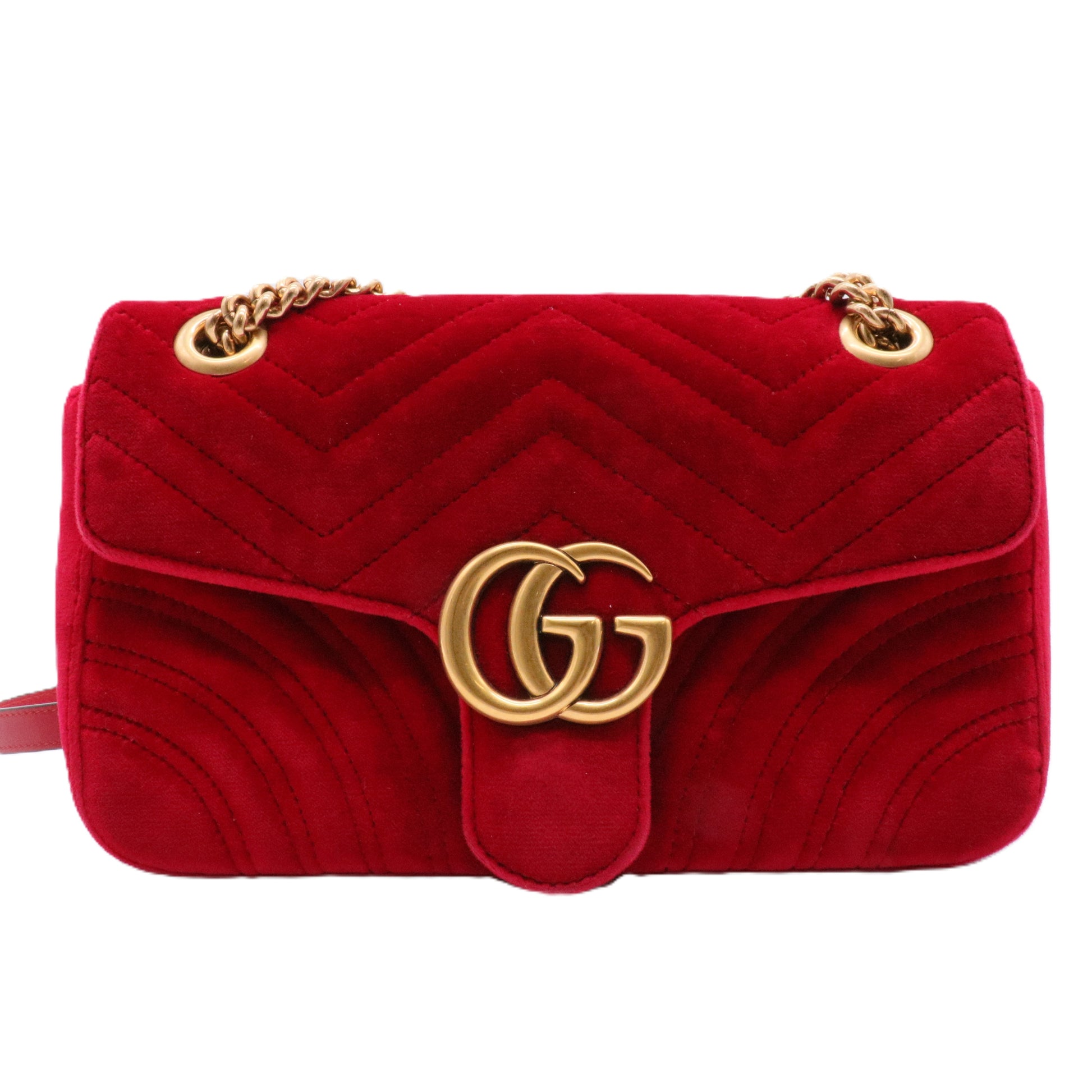 GG Marmont Flap Matelasse Bag Red Velvet