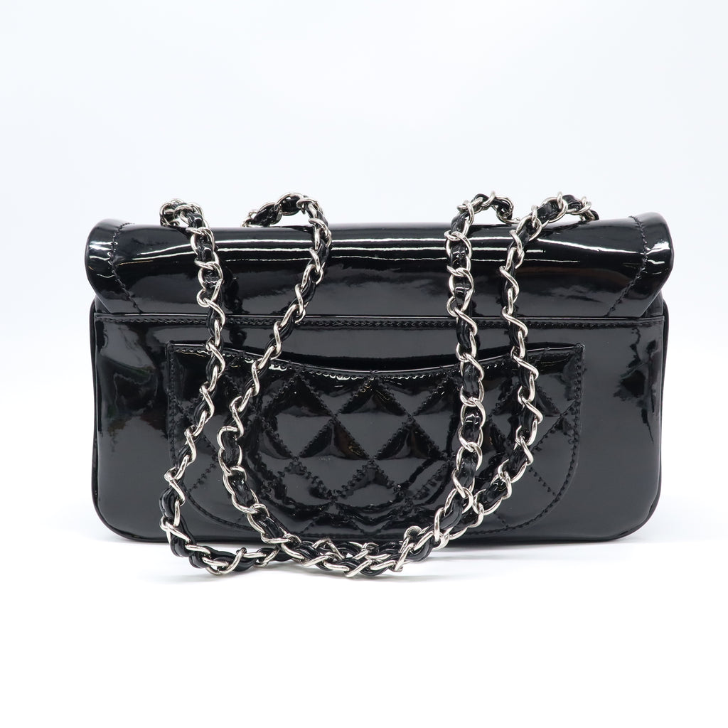Chanel Black Vinyl Rock and Chain Medium Flap Bag twins B22456