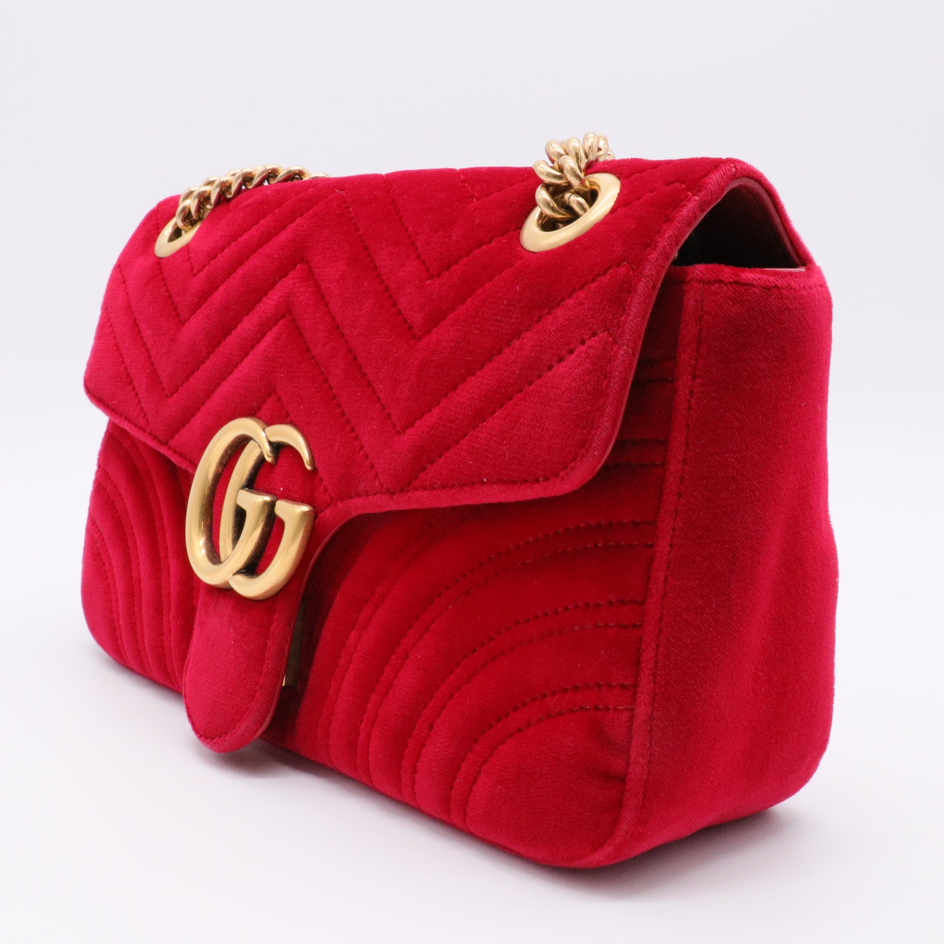 GG Marmont Flap Matelasse Bag Red Velvet