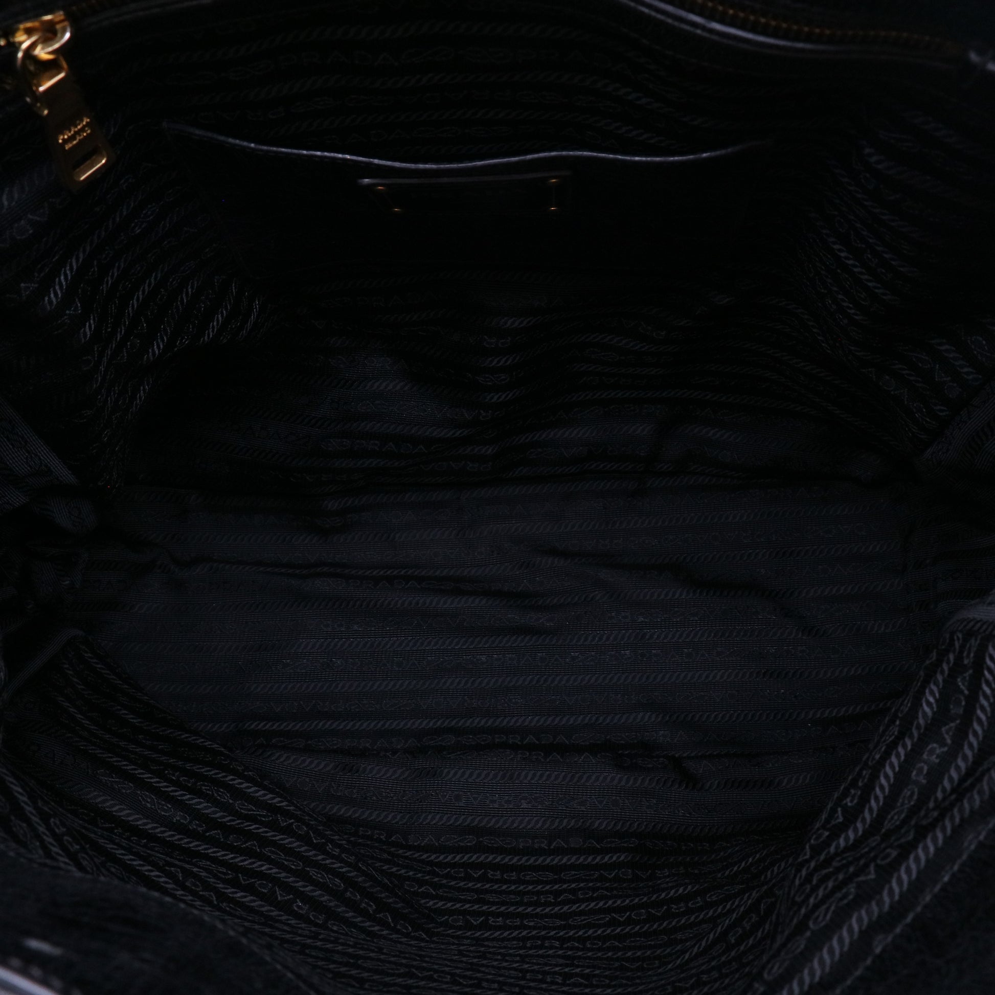 Prada Vitello Shine Tote Black twins LDJ4193