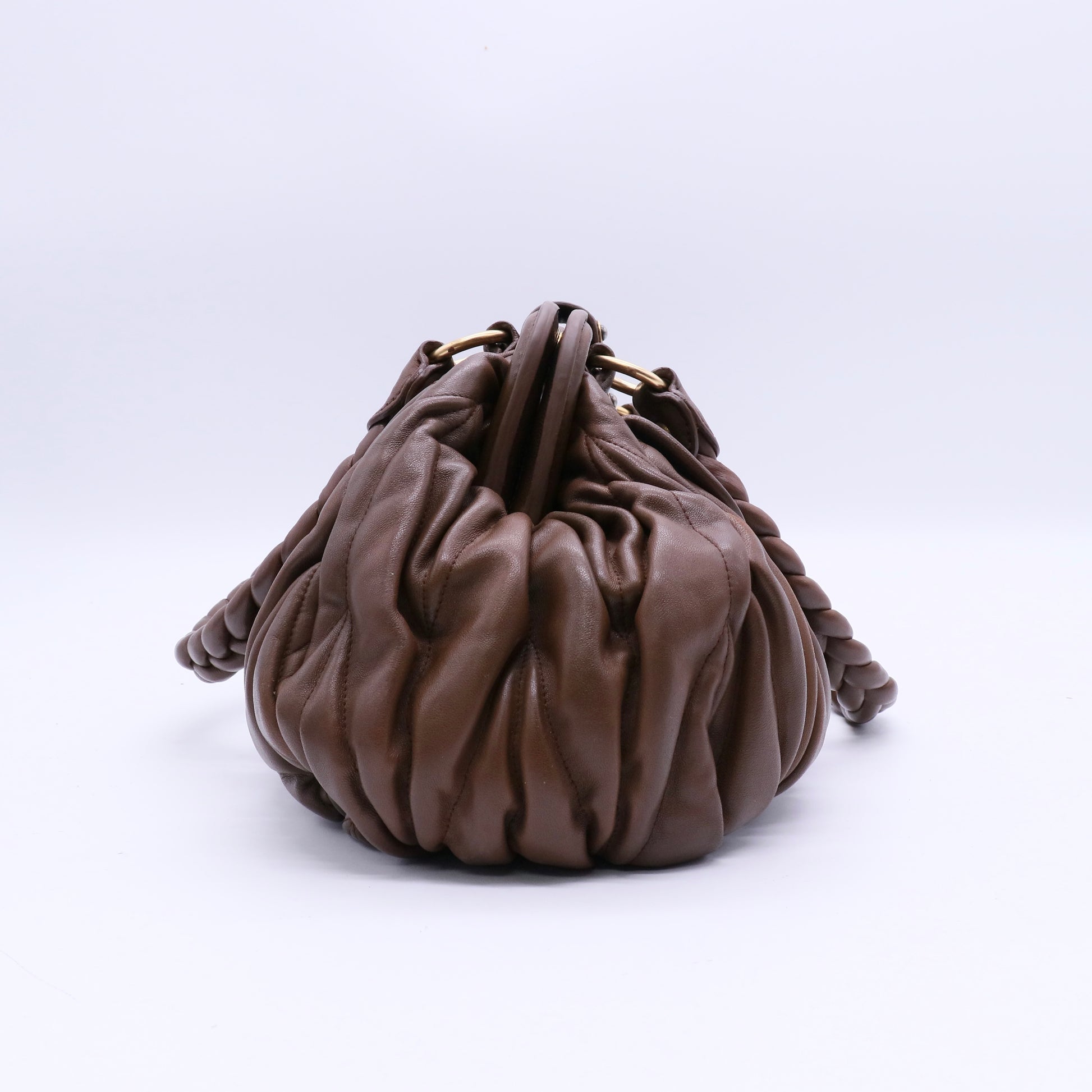 Leather Braided Handle Bag twins B20995