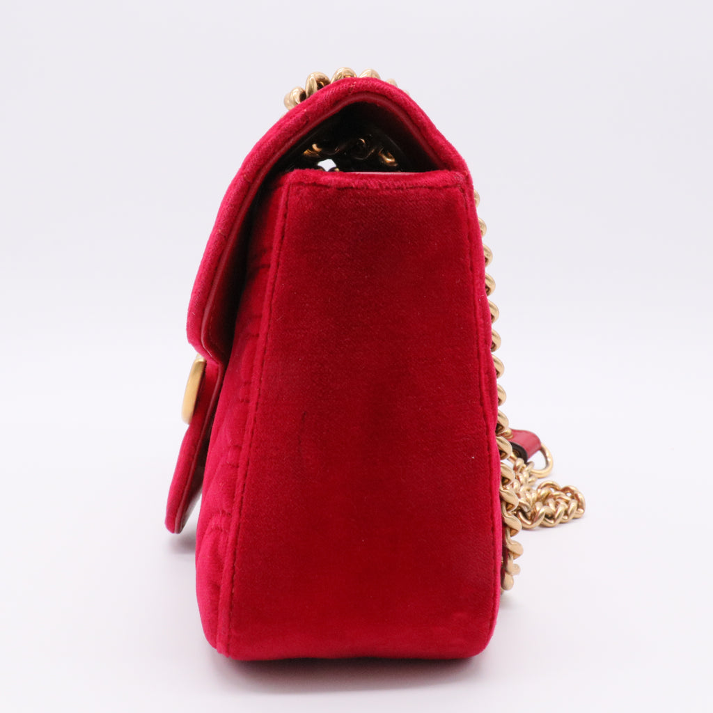 GG Marmont Flap Matelasse Bag Red Velvet