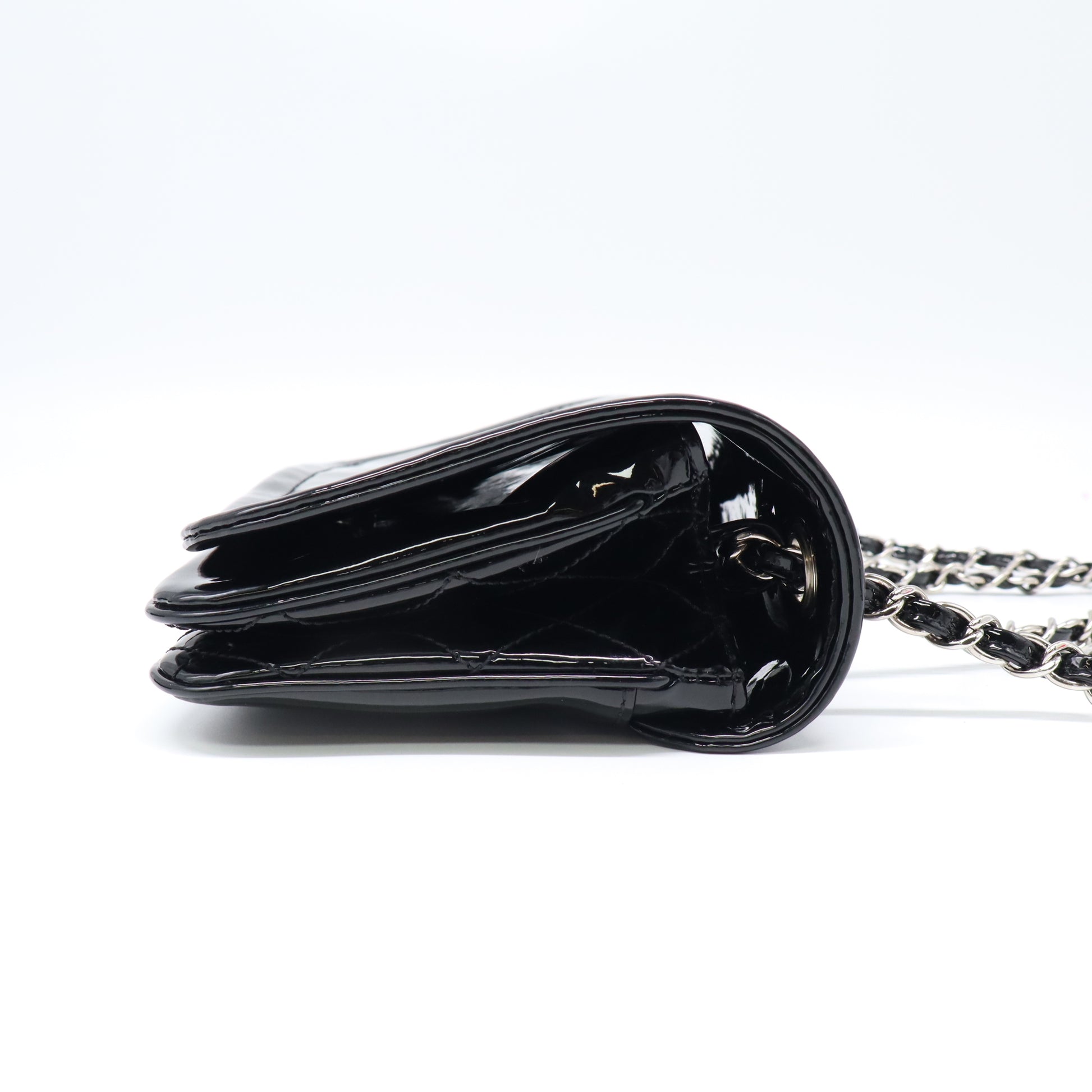 Chanel Black Vinyl Rock and Chain Medium Flap Bag twins B22456