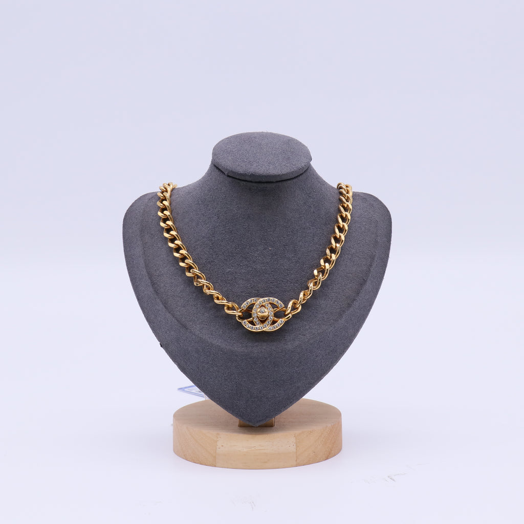 Chanel Crystal CC Chain Cuban Bracelet GoldTwins LDJ4171