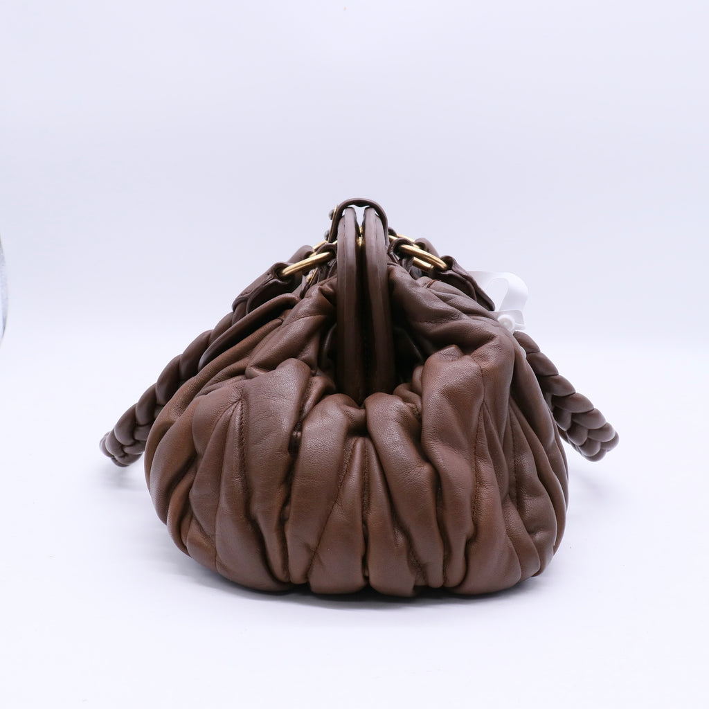 Leather Braided Handle Bag twins B20995
