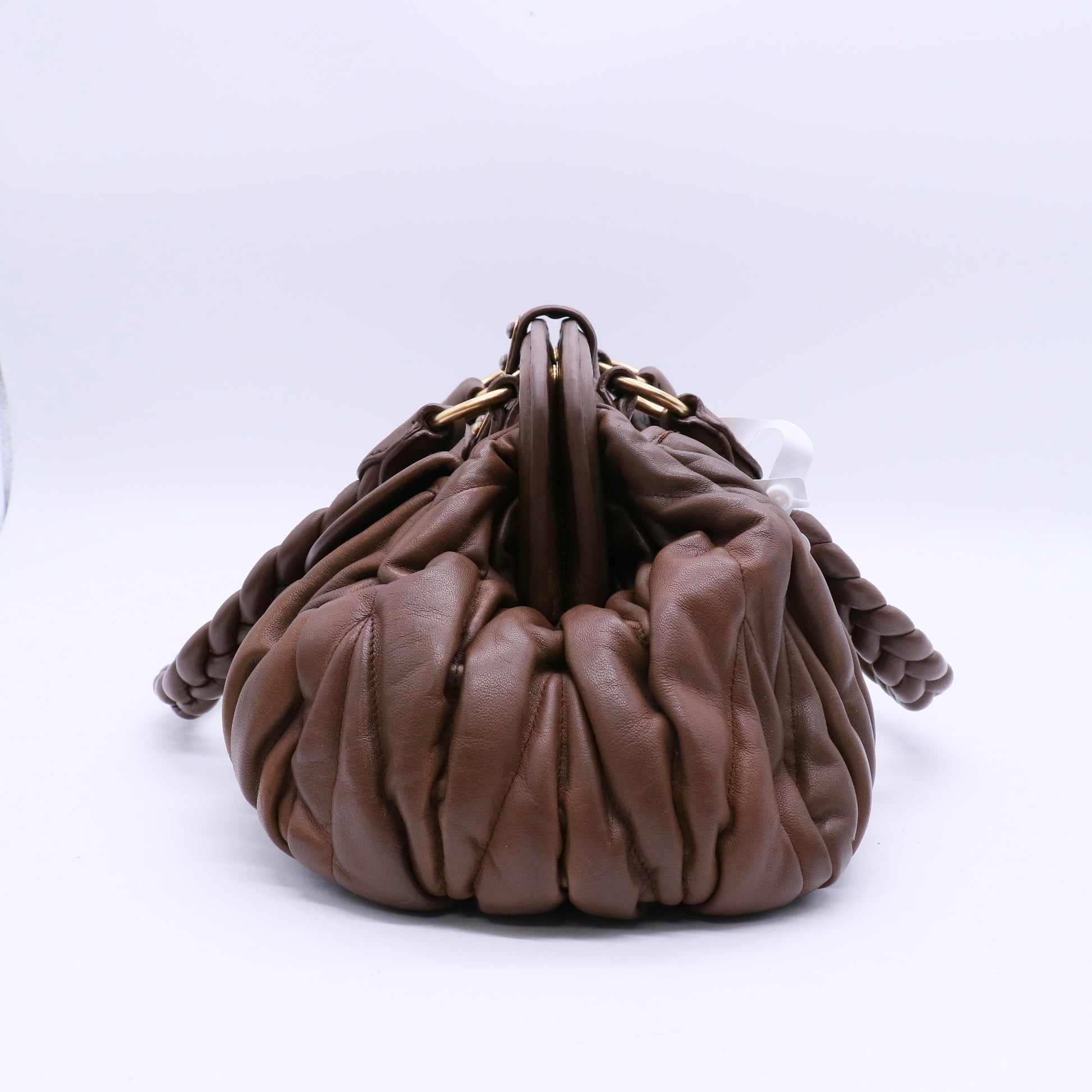 Leather Braided Handle Bag twins B20995