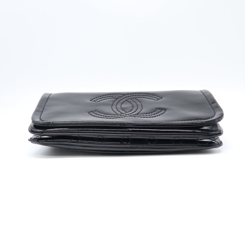 Chanel Black Vinyl Rock and Chain Medium Flap Bag twins B22456