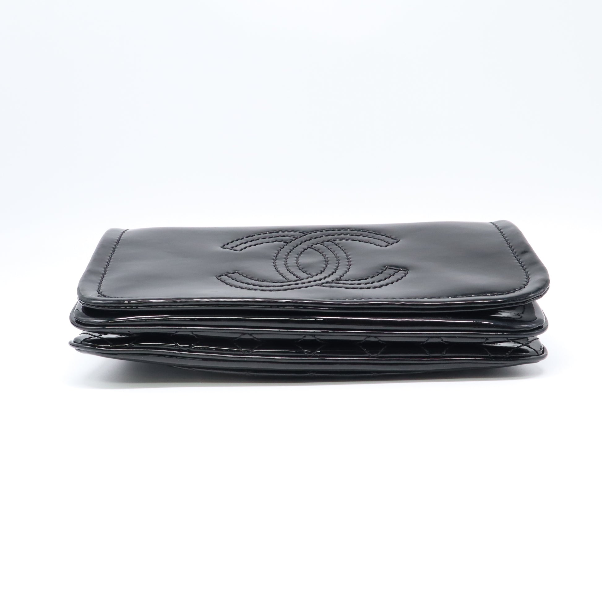Chanel Black Vinyl Rock and Chain Medium Flap Bag twins B22456