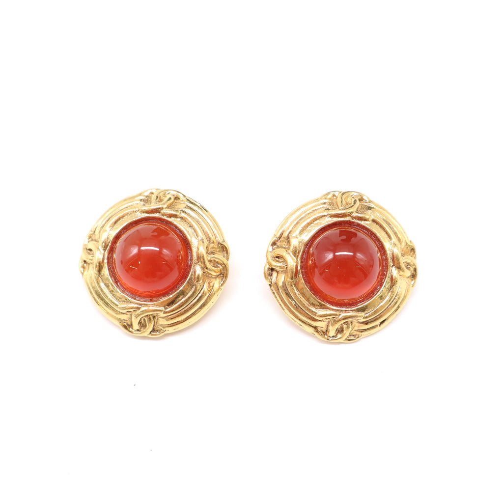 Chanel Vintage CC Gripoix Round Clip-On Earrings W21905