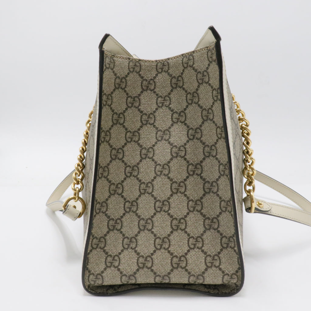 GG Supreme Monogram Medium Padlock Tote White