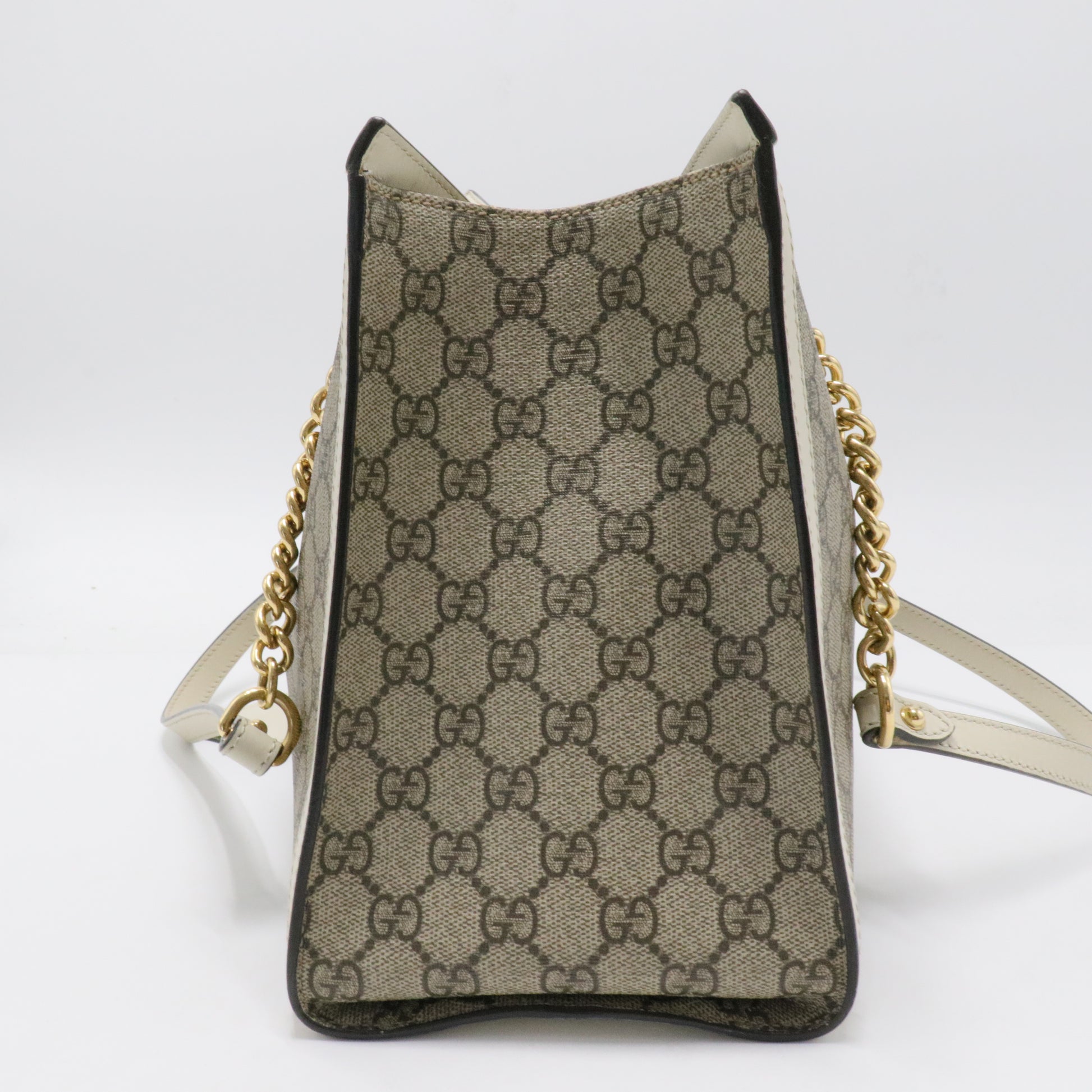 GG Supreme Monogram Medium Padlock Tote White