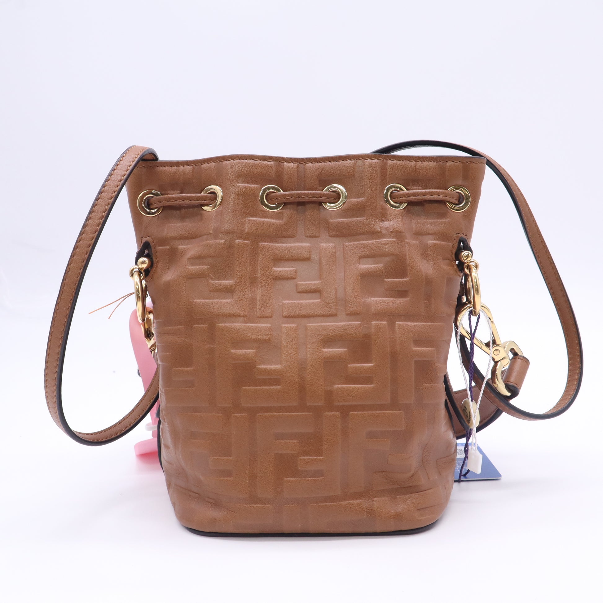 Fendi Mon Tresor Mini Bucket Bag in Cuoio / Leather with Embossed FF Motif twins LDJ5819