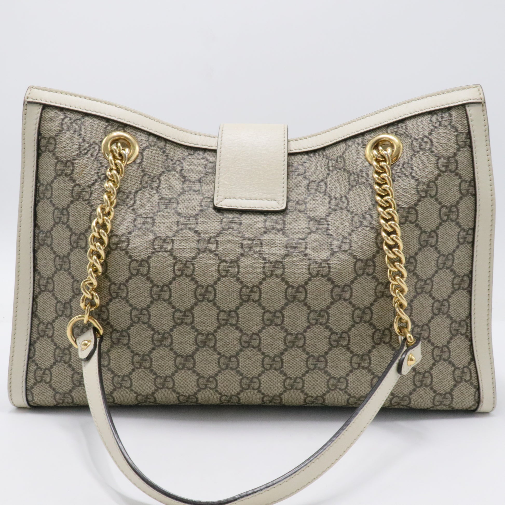 GG Supreme Monogram Medium Padlock Tote White