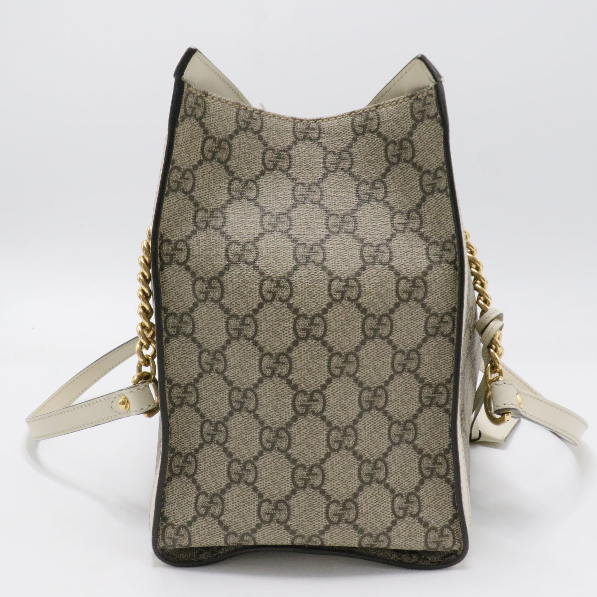 GG Supreme Monogram Medium Padlock Tote White