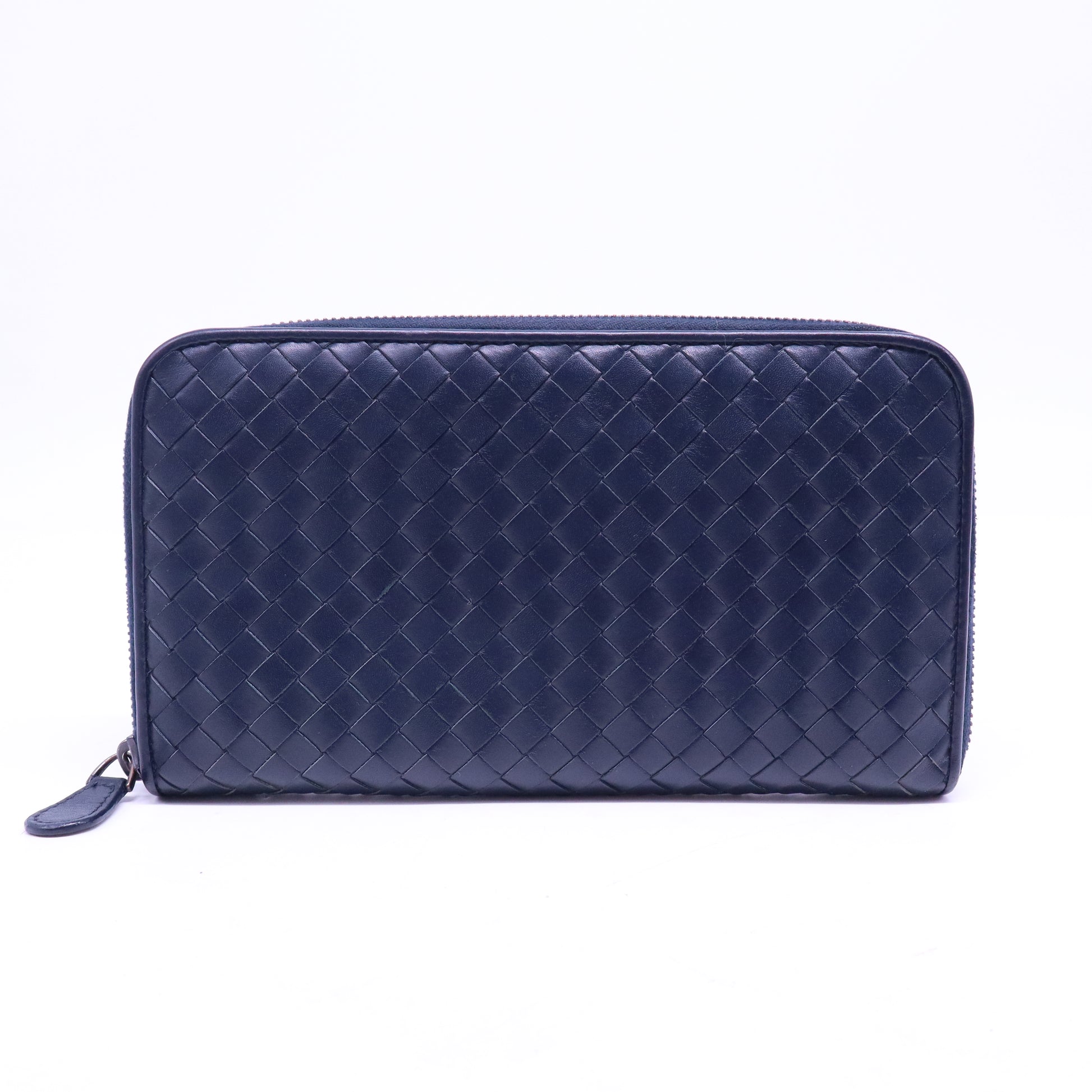 Purple Intrecciato Leather Zip Around Continental Wallet