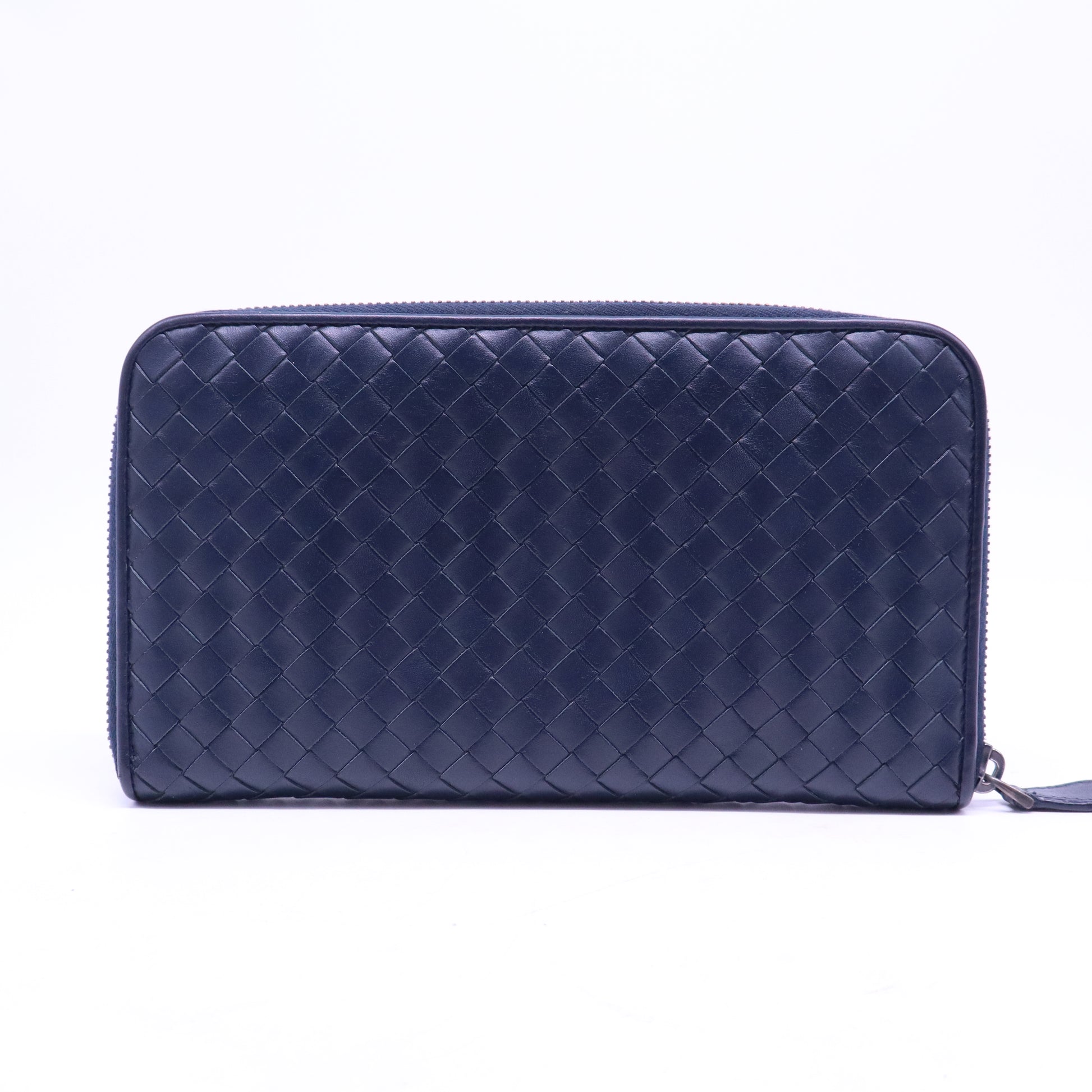 Purple Intrecciato Leather Zip Around Continental Wallet